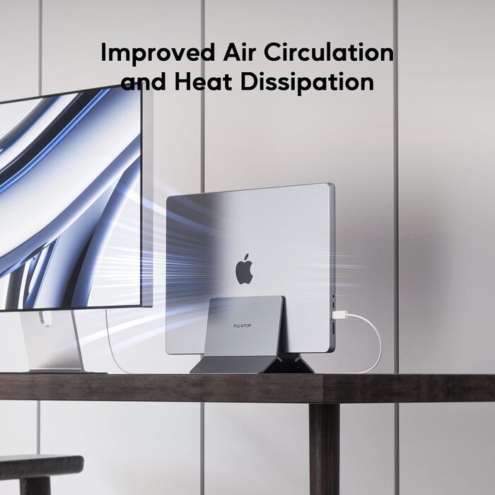 Підставка для ноутбука вертикальна, алюміній, регульована, для Mac, MacBook Air, Pro, iPad, Tablet, Mini - сіра