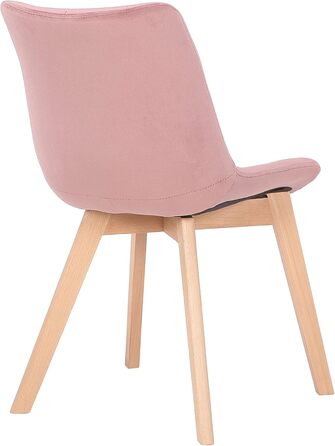 Набір з 2 стільців для обідньої зони Passaic, м'яке оксамитове сидіння, ергономічний дизайн, захист для підлоги, до 150 кг, рожевий колір