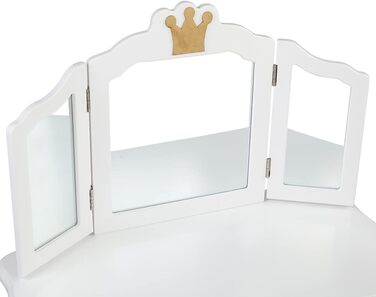 Дитячий туалетний столик LEADZM з пуфом для дівчаток, з двома 180° дзеркалами та ящиком, для дітей 3-9 років (білий & рожевий)