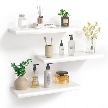 Набір білих настінних полиць-невимок (3 шт.) для ванної, спальні, вітальні та кухні — приховані полиці для декору та зберігання