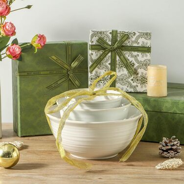 Набір керамічних мисок для перемішування Hasense, 2.1/1.0/0.5 Qt, ручної роботи, для салату та сервірування, глибокі миски для зберігання та випікання, мікрохвильова та посудомийна машини, збагачені глиною 20+40+84 унція, збагачені глиною Білий