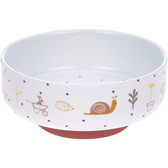 Набір дитячого посуду LÄSSIG Garden Explorer: тарілка, миска, чашка з силіконовим кільцем (червоний)