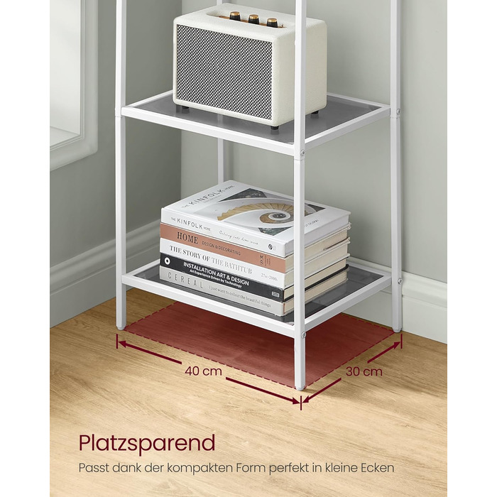 Регал VASAGLE з 5 полицями, для ванної кімнати, вітальні, кухні, офісу, скло, метал, LGT029A01