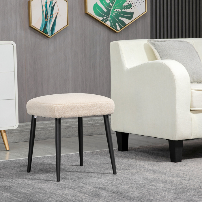 Табурет для макіяжу HOMCOM Footstool Квадратний пуф Cashmere Look зі сталевими ніжками для вітальні Спальні бежевий 42x42x47см