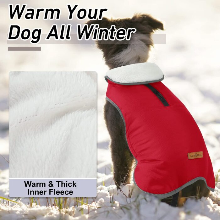 Зимова тепла куртка для собак, вітрозахисна куртка для собак для великих собак, Одяг для домашніх тварин на липучці, М'який жилет для домашніх тварин, Одяг для собак в холодну погоду, Червоний XXL XXL (обхват грудей 78-95 см, спинка 61 см) червоний