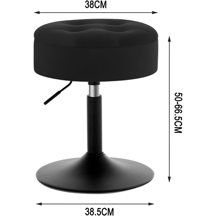 Крісло для туалетного столика WOLTU, пуф з місцем для зберігання, регульована висота, обтягнутий велюром, 360° обертання, для спальні, вітальні, їдальні, чорний, BH329sz-1