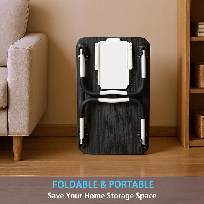 Стіл для ноутбука в ліжко, стіл-підставка для ноутбука, для роботи, home office, чорний 48x30 см