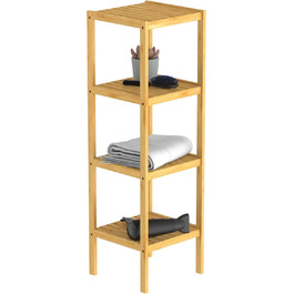 Багатофункціональний табурет з бамбука для ванної кімнати EISL BMBA02-BH2 з 4 полицями, 35 x 45 x 35 см