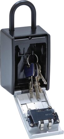 ABUS KeyGarage 797 LED - ключова скринька з замком для кріплення - з підсвічуванням цифр - для ключів та дрібних цінних речей - чорно-срібна (Big)