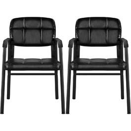 Крісла для гостей Yaheetech - 2 шт., чорні, з підлокітниками та спинкою, для вітальні, конференц-залу, їдальні, штучна шкіра, 58 x 60 x 85 см