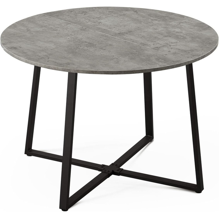 Стіл обідній DUBI Möbel NOA, круглий 110x110 см, для кухні/їдальні, індустріальний дизайн, колір бетону, 11216-US-BETO