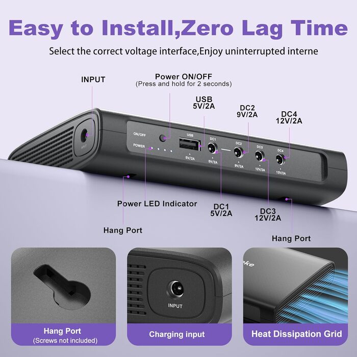 Mini UPS Skazeke 27000mAh з 5 виходами DC 5V/9V/12V/2A, USB 5V/2A для роутера/модему/IP-камери/Spectra S2 та ін. 79W