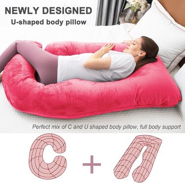 Подушка для вагітних TaiBest з подрібненого пінополіуретану (Memory Foam), U-подібна, для підтримки живота, червона