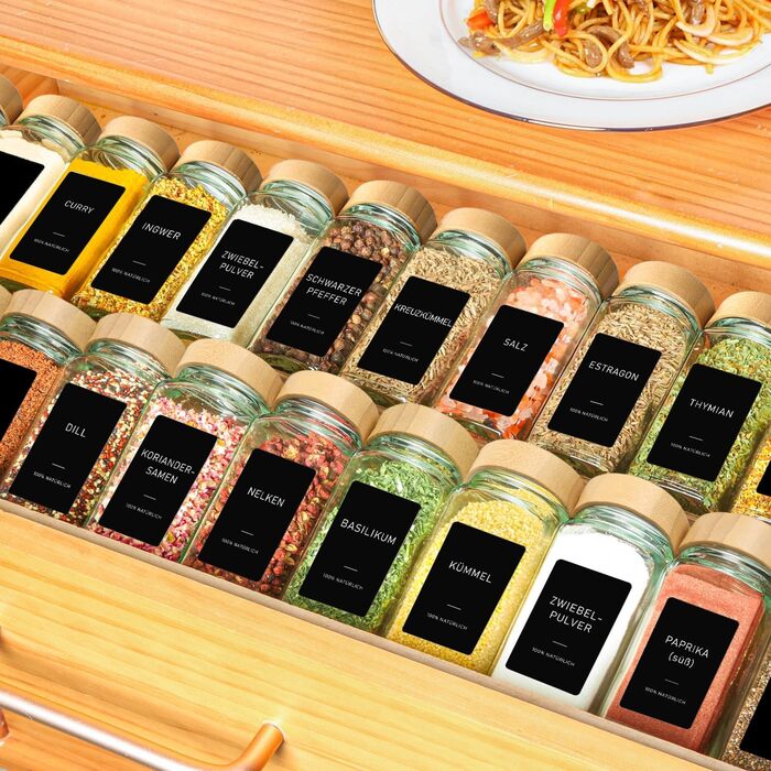 Набір баночок для спецій ComSaf 24 шт. по 120 мл з мітками, бамбуковими кришками та нержавіючим сталевим воронкою