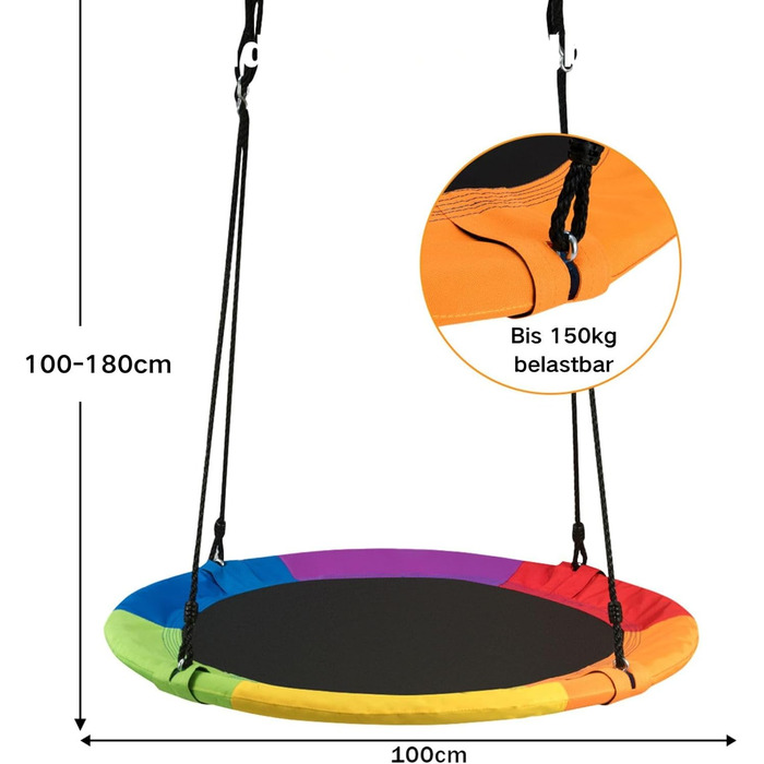 Шоукель DREAMADE для саду: регульована висота, діаметр 100 см, до 150 кг, для дітей та дорослих (кольоровий)
