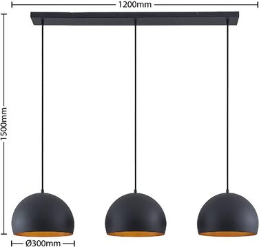 Підвісний світильник Lindby 'Tarjei (Модерн) чорного кольору з металу для вітальні та їдальні (3 полум'я, Е27) - стельовий світильник, обідній настільний світильник, підвісний світильник, підвісний світильник, світильник для вітальні