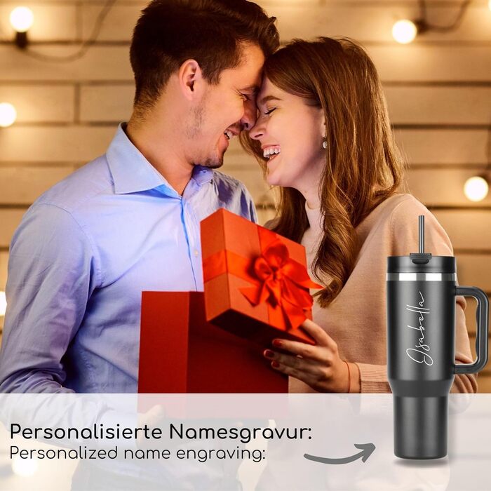 Термокружка Milu 1200 мл з трубочкою та ручкою – подарунок на Пасху для жінок та чоловіків | Подарунки тато, мама, друг, подруга | Подарунки до Дня батька та Дня матері | Подарунки дідусю та бабусі, гравіювання