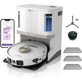 Робот-пилосос Shark PowerDetect 2-в-1 з функцією миття, самостійна очистка, навігація 3D-LiDAR, уникнення перешкод, керування через додаток, білий, AV2810ZEEUWH. Комплектація: 4 щітки, антимікробні серветки, 2 капсули (2 щітки, стандартні серветки, 1 капсула)