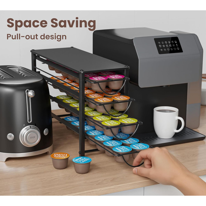 Тримач для капсул кави Dolce Gusto, 5-ярусний металевий ящик для капсул з тихими направляючими та антиковзними ніжками (56 капсул)