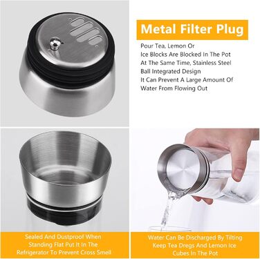 Скляна карафа з кришкою (1 літр) для напоїв: вода, чай, кава, молоко, вино