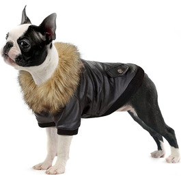 Намсанська шкіряна собача шуба-підходить для собак малого та середнього розміру, зимова водонепроникна собача шуба чорного кольору, XXL, XXL чорного кольору