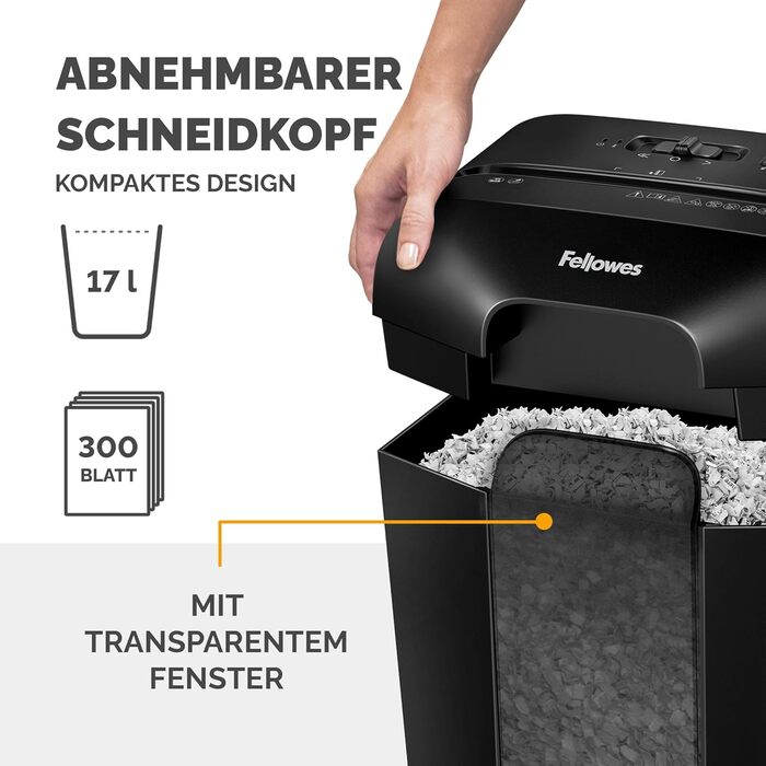 Fellowes шредер для документів, P4, чорний, 15л, для дому та офісу, знищення кредитних карт, 8 листів