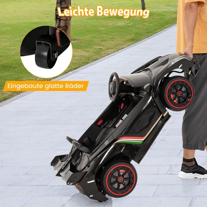Дитячий електромобіль Lamborghini COSTWAY з пультом, LED фарами, музикою, для дітей від 3 років, чорний