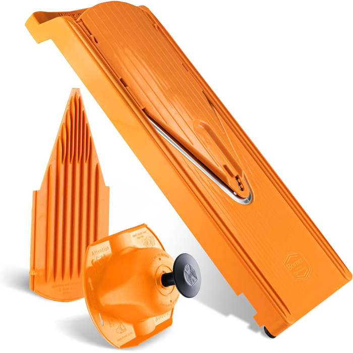 Börner V3: Овочевий тертак для кухні з нержавіючої сталі, 5 типів нарізки, з тримачем для фруктів, помаранчевий/білий (Базовий набір)