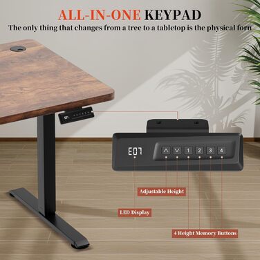 Електричний стіл 140x60 см Vintage Braun: регульована висота, комп'ютерний, без швів