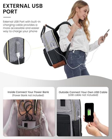 Жіночий рюкзак LOVEVOOK: водонепроникний, для ноутбука 15.6