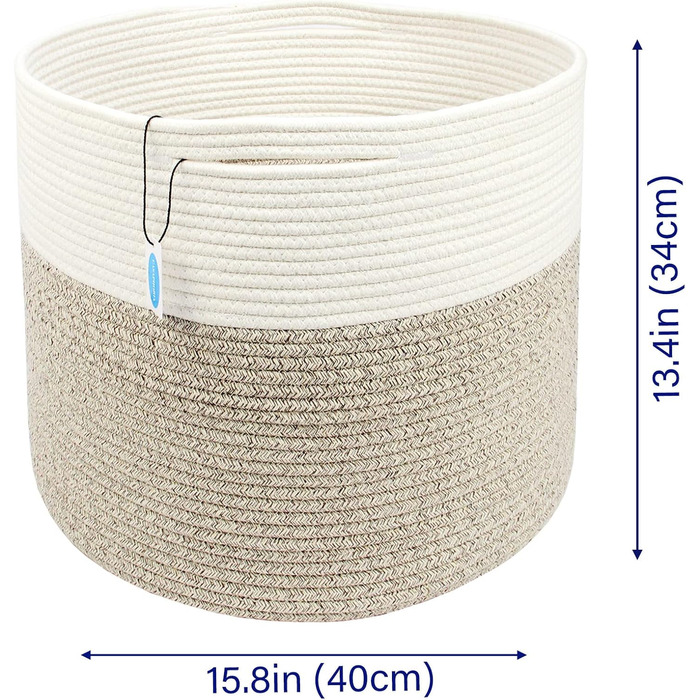 Кошик для дому Casaphoria з бавовняного шнура, XXL, кремово-коричневий (55,9 x 55,9 x 35,6 см)