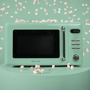 Мікрохвильова піч Cecotec Proclean 5110 Retro Green з грилем, 700 Вт, 8 програм, таймер до 60 хв, розморожування, вінтажний дизайн, зелена