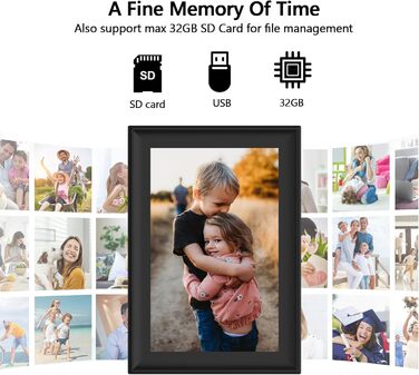 Цифровий фоторамка з Wi-Fi, 10.1 дюйма, сенсорний екран, 32GB, автоповорот, Frameo WiFi 02