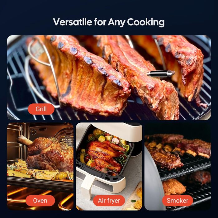 Термометр для м'яса INKBIRD INT-31-BW: бездротовий, Wi-Fi, Bluetooth, для приготування на грилі, в духовці, мангалі, фритюрниці