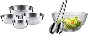 Набір кухонних мисок WMF Gourmet (4 шт.) з нержавіючої сталі, 0,75л - 2,75л, для приготування, салатів, сервірування, Cromargan, стійкі до складання