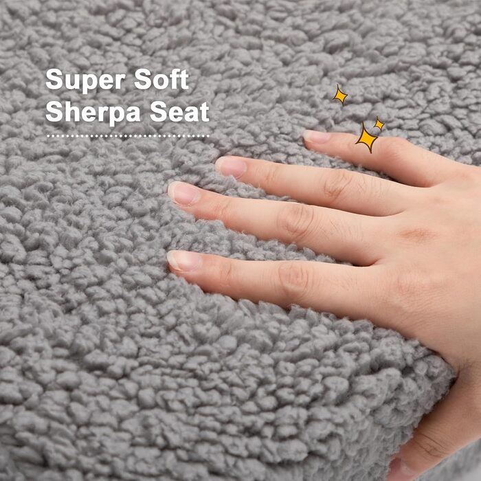 Дитяче диван-ліжко BEJOY 2 в 1, сірий. Зручне крісло-диванчик для дитячої кімнати, подарунок на день народження. Sherpa тканина, висувний диванчик для дітей.