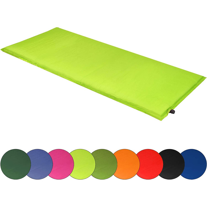 Спальний килимок ALPIDEX для кемпінгу товщиною 2,5, 6 або 10 см самонадувний підлоговий термальний килимок (лайм, 190 х 60 х 2,5 см)