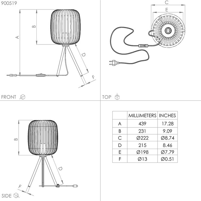 Торшер EGLO Tripod Romazzina, пісочного кольору, штатив, цоколь E27 (настільна лампа чорна)