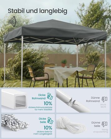 Павільйон SONGMICS 3x3 м, садовий, для відпочинку, захист від сонця та дощу, портативний, сірий GCT102GZ01