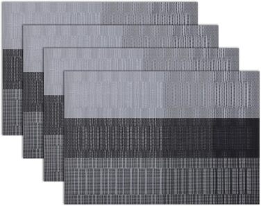 Підставки під тарілки Winknowl: плетений вініл, термоізоляція, набір 4 шт, чорний