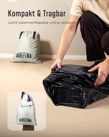 Надувний матрац Airefina з самонадуваванням та інтегрованою помпою, преміум-гостьове ліжко, швидке надування за 3 хвилини, для кемпінгу та дому, 203x152x40 см, 2 особи