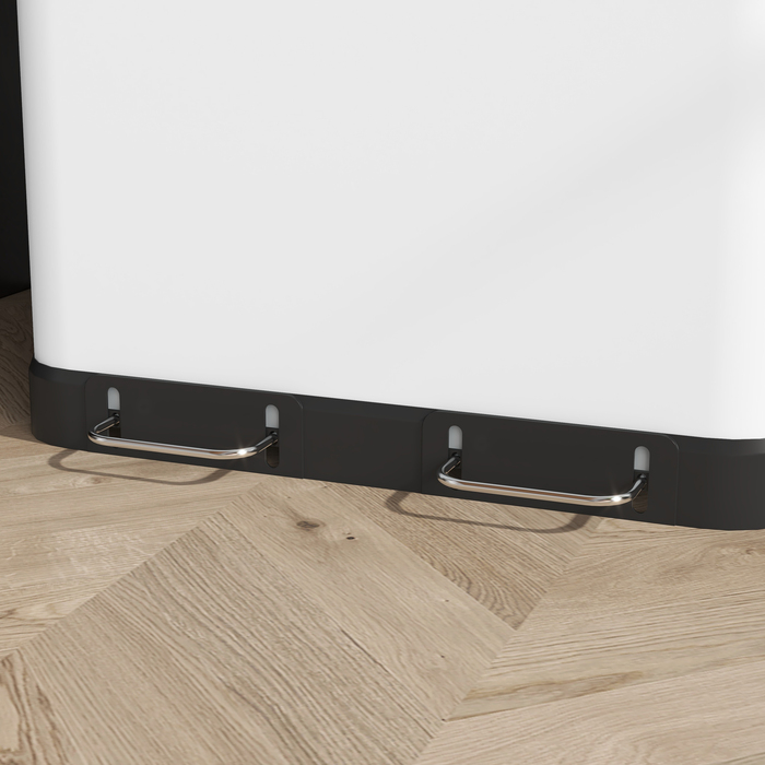 Двокамерний сміттєвий бак, 2 x 30л, стійкий до відбитків пальців, з педаллю, знімні внутрішні відра, Сірий