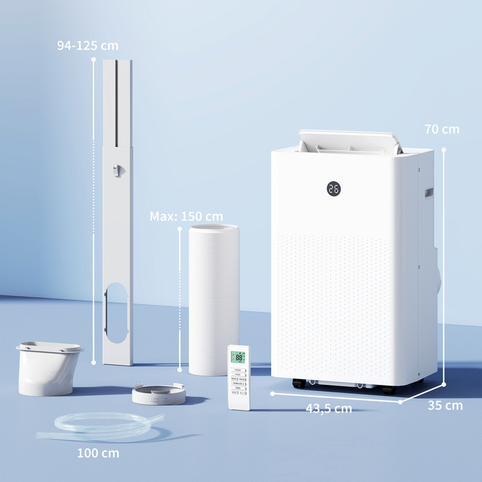 Мобільний кондиціонер 12 000 BTU 4-в-1 з WiFi та голосовим керуванням: охолодження, осушення, вентиляція та нічний режим