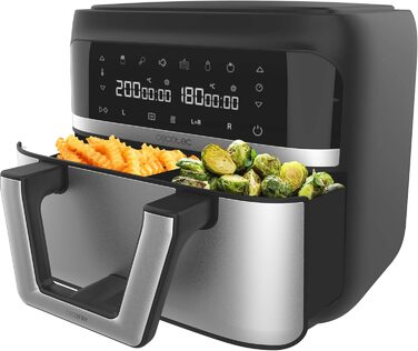 Аерофритюрниця Cecotec CecoFry Advance Double 9 л, 2850 Вт, цифрова, дієтична, подвійна чаша, PerfectCook