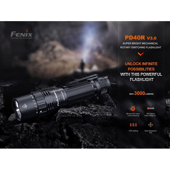 Ліхтарик FENIX PD40R v3.0 акумуляторний з великою дальністю світла