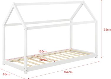 Дитяче ліжко Netstal Hausbett Bodenbett з сосни, 90x200 см, біле. Без матрацу, з ламелями для дитячої кімнати
