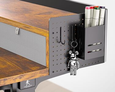 Електричний стіл WALKINGDESK з регулюванням висоти, 2 шухляди, 121,9x61 см, ергономічний робочий стіл для дому, з полицею, тримачем для ручок, гачком, рустикальний коричневий