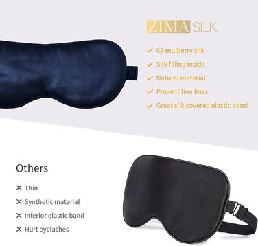 Шовкова маска для сну ZIMASILK з 100% натурального шовку (22 моме), екстра м'яка, темно-синя