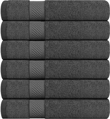Набір рушників Utopia Towels 6 шт, 100% бавовна, 60x120 см, сірі, з петелькою для підвішування, м'які та вбираючі банні рушники
