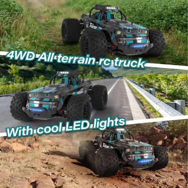 Радіокерований позашляховик Monstertruck 1:14 4WD 40 км/год з двома акумуляторами, світлодіодами, 2.4 GHz для піску, бруду - ідеальний подарунок для дітей та дорослих